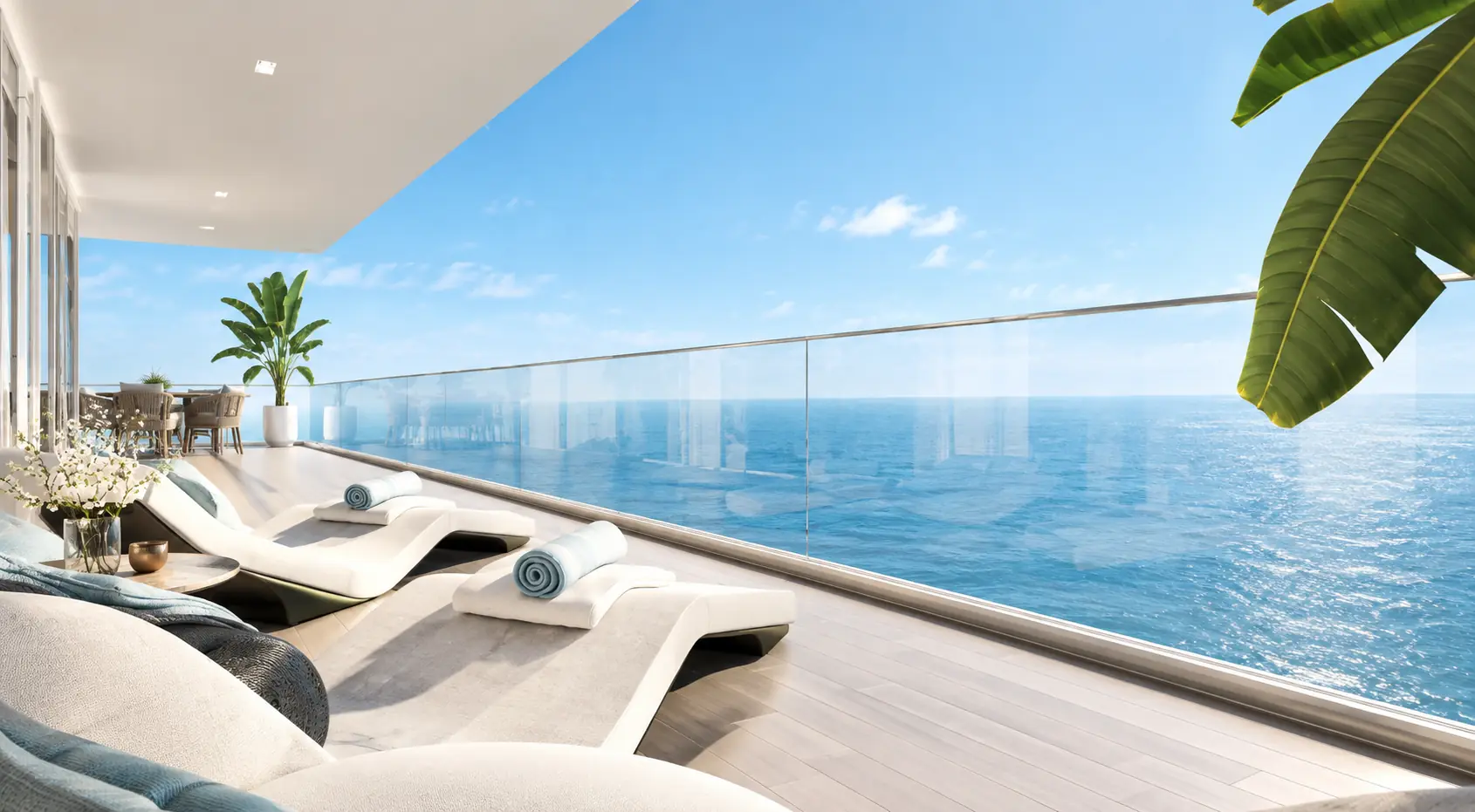 Riviera Heights illustrative render — Open views. A private terrace.