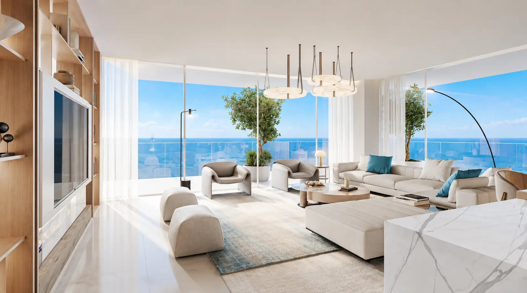 Riviera Heights illustrative render — Room to unwind.